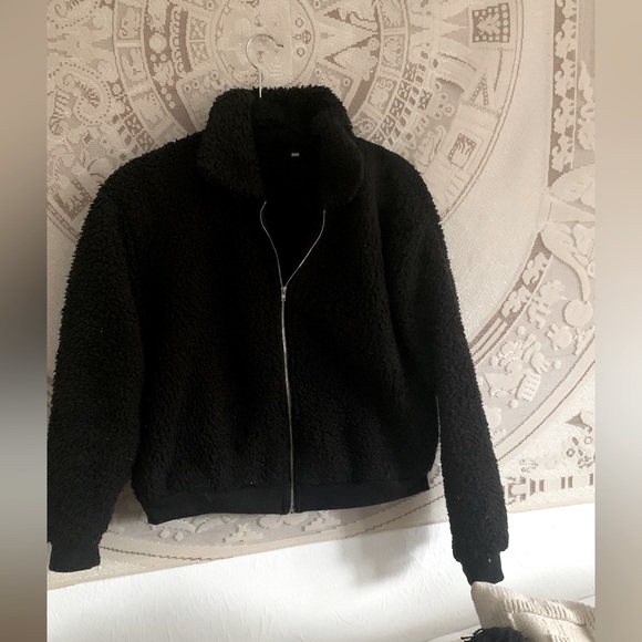 Amazon Essentials Jackets & Blazers - Black fleece bomber amazon small jacket coat sweater top sherpa MOM1